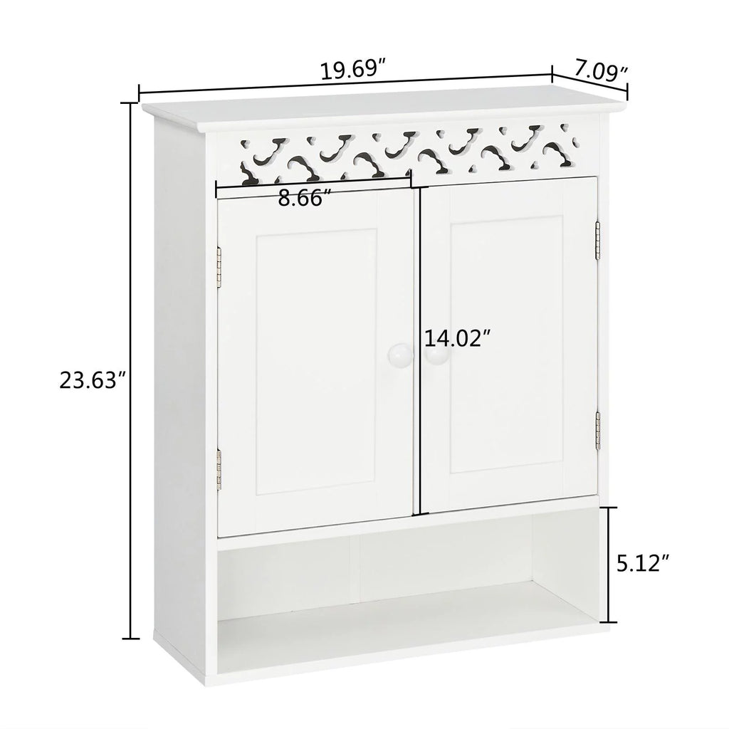 Wall Mounted Medicine Cabinet with Double Doors and Open Shelf B280