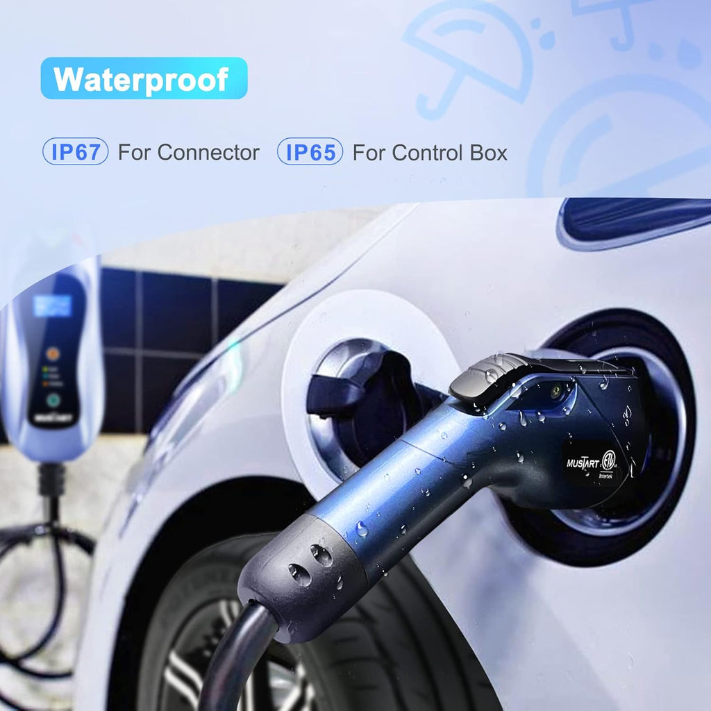 Portable EV Charger 240 Volt 25ft Cable 32 Amp Adjustable Plug-in Charging Station T742974