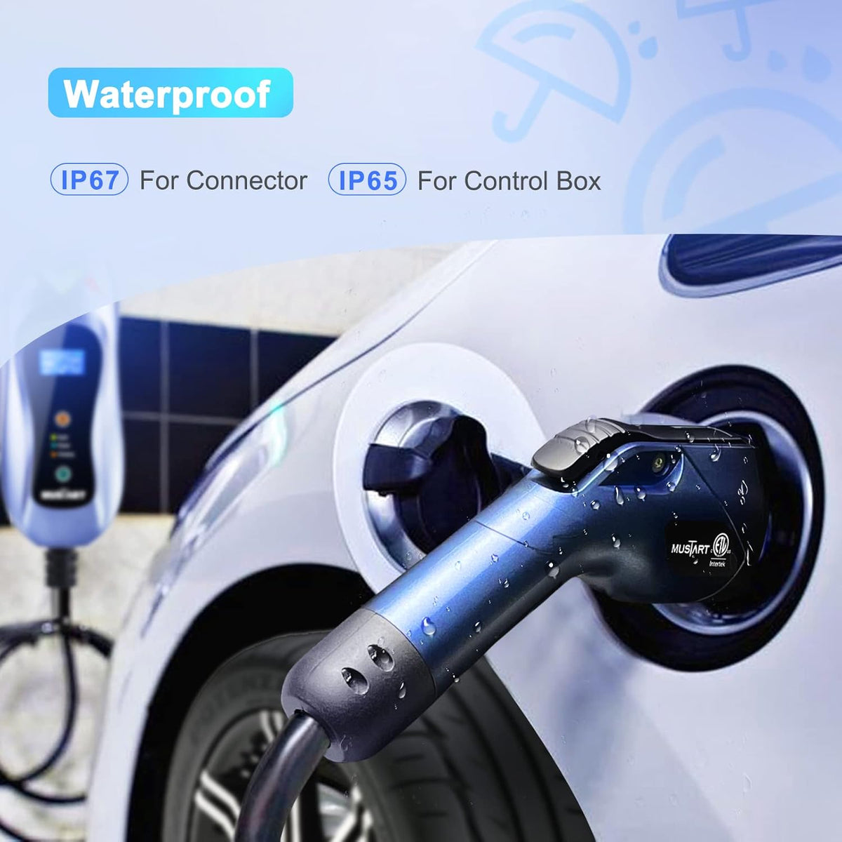 Portable EV Charger 240 Volt 25ft Cable 32 Amp Adjustable Plug-in Charging Station T742974