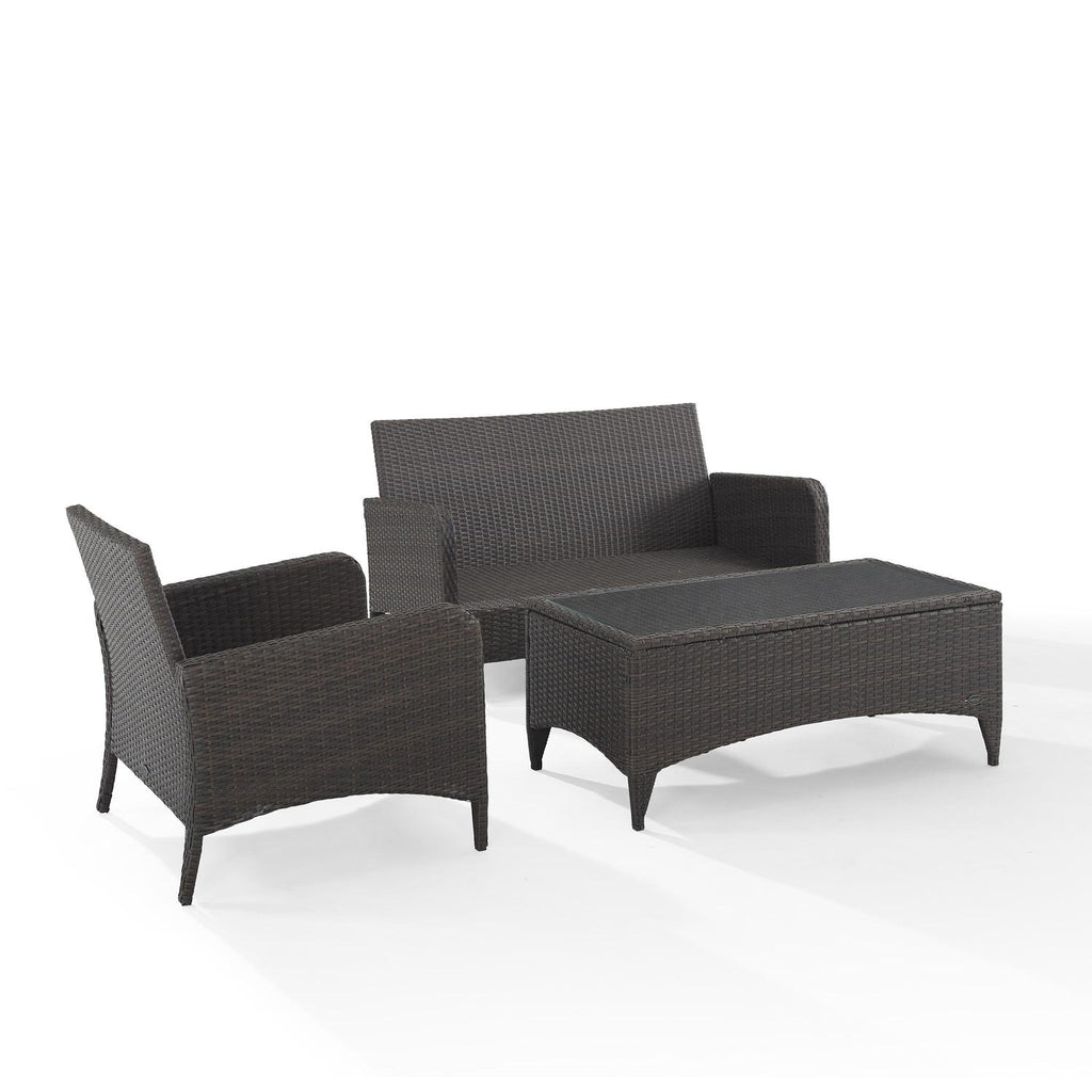 3Pc Outdoor Wicker Conversation Set Sangria/Brown N5863