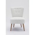 White Teddy Fabric Slipper Chair with Wooden Legs X32866