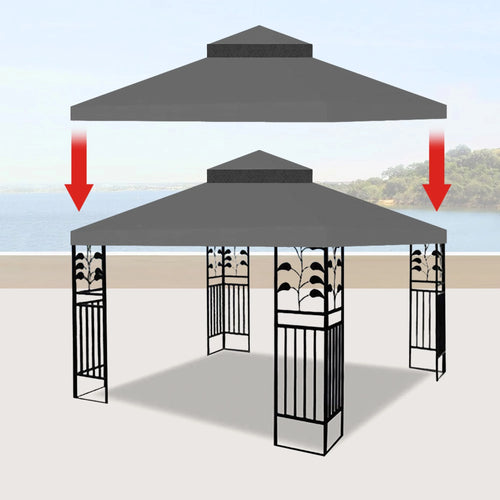 10x10 Ft Double Tiered Gazebo Replacement Canopy Top Cover Only H4072