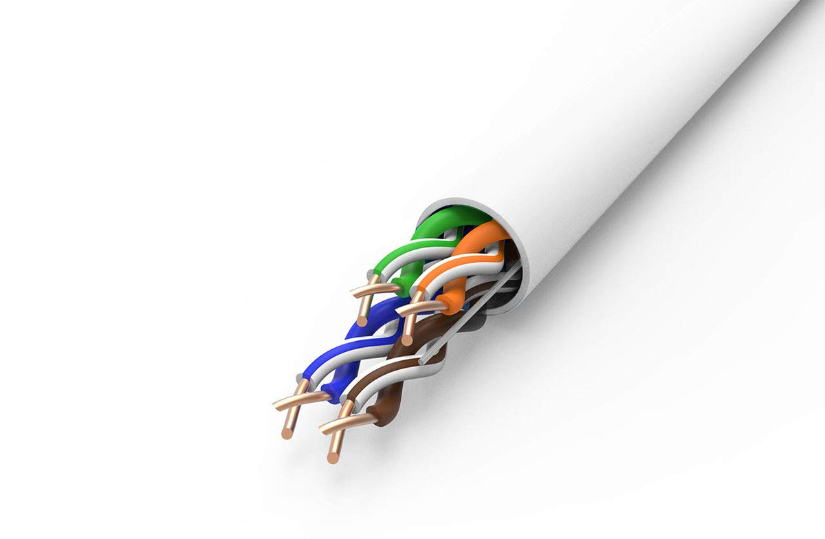 Cat6 Riser 1000FT Unshielded 23AWG Solid Bare Copper Bulk Ethernet Cable White W87292