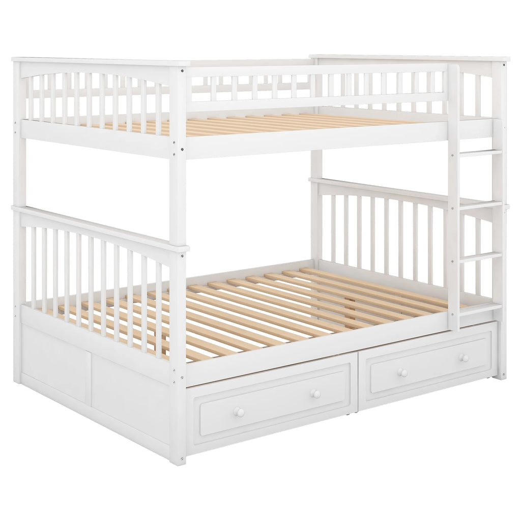 Pine Wood Full-Over-Full Bunk Bed with Storage I703522