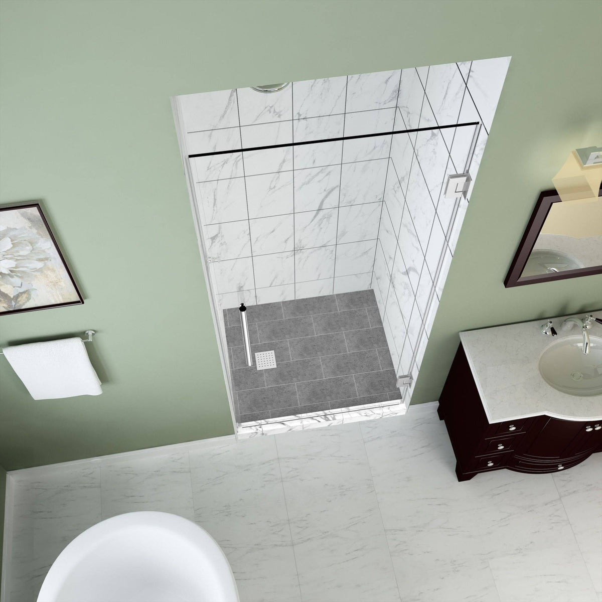 72x22 High x 22x22 Wide Frameless Shower Door Stainless Steel Y6306