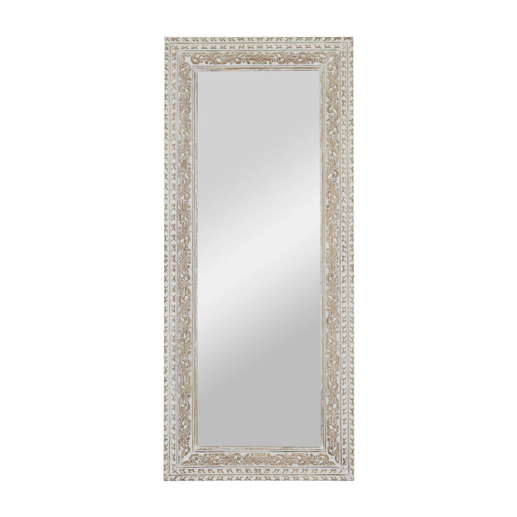 White Carved Floral Wall Mirror B744256