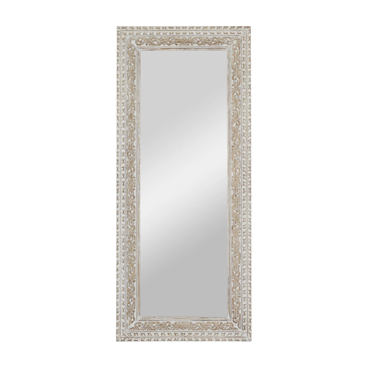 White Carved Floral Wall Mirror B744256