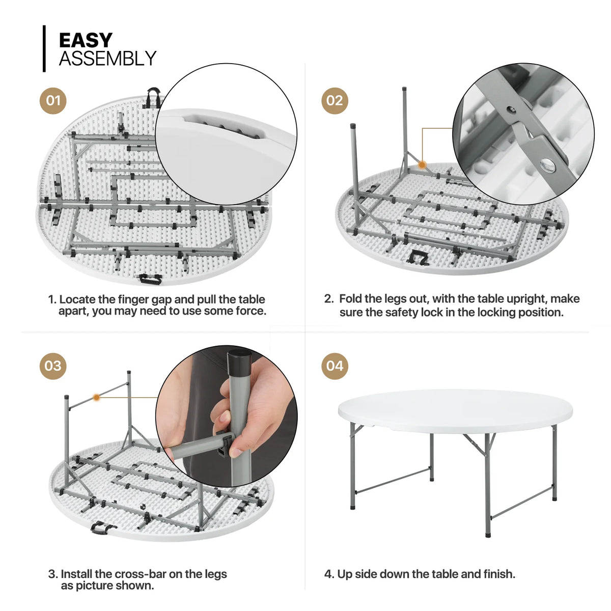 13 Pieces 5.5 FT White Folding Table and Chair Set O69915
