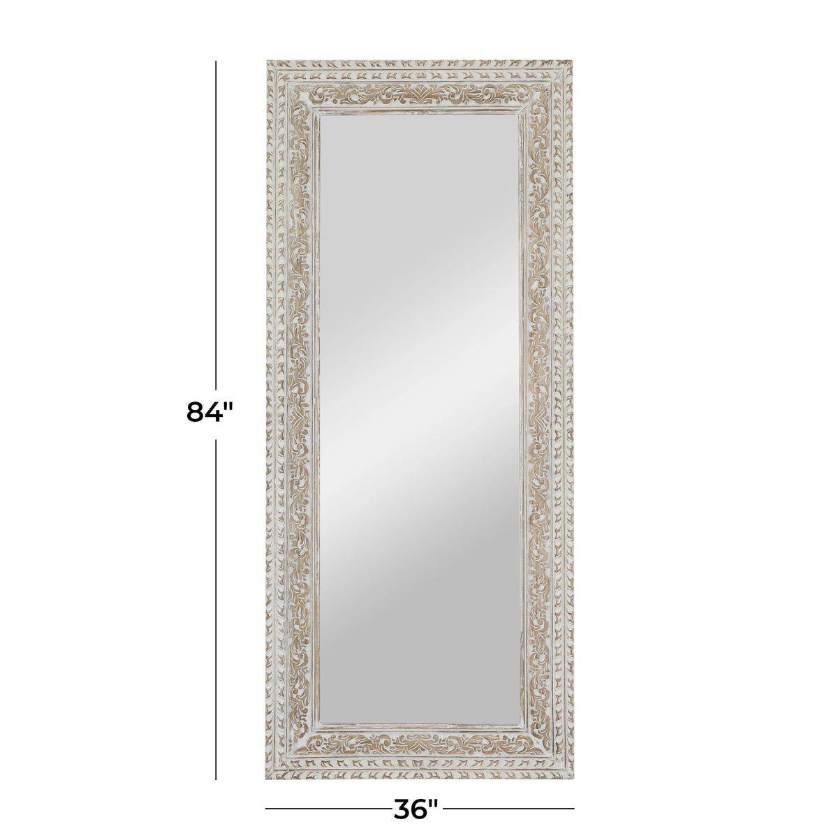 White Carved Floral Wall Mirror B744256