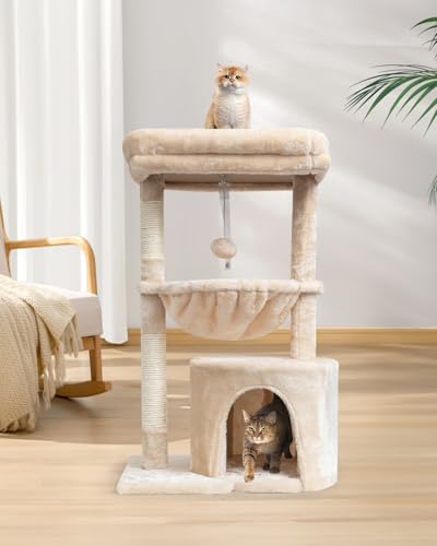 Small Cat Tree with Scratching Post and Cradle L871