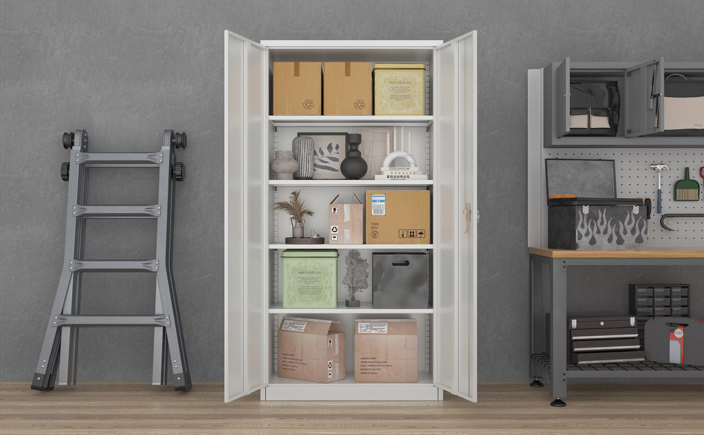 Metal Storage Cabinets with 4 Adjustable Shelves & 2 Locking Doors E461600