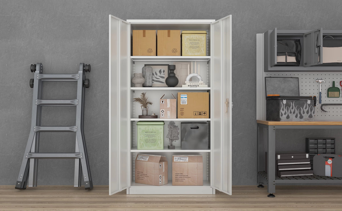 Metal Storage Cabinets with 4 Adjustable Shelves & 2 Locking Doors E461600