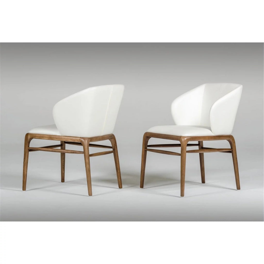 White and Brown Leatherette Upholstered Chair with Wooden Legs S546812