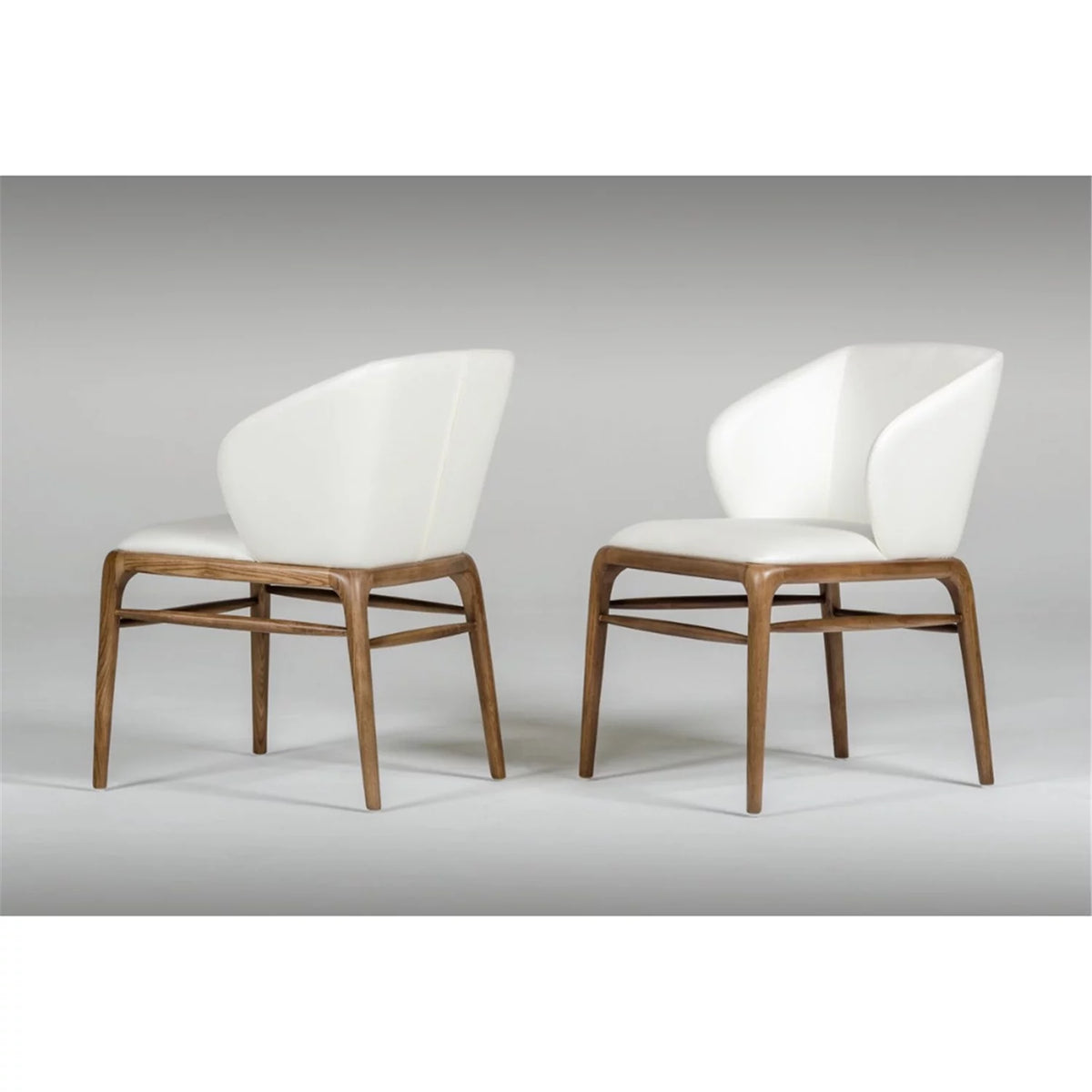 White and Brown Leatherette Upholstered Chair with Wooden Legs S546812
