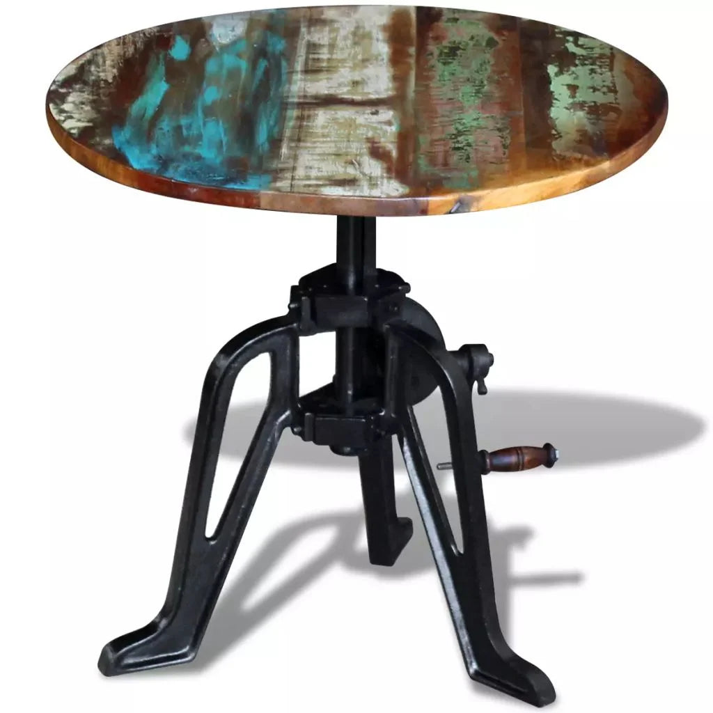 Solid Reclaimed Wood Cast Iron Side Table P8944