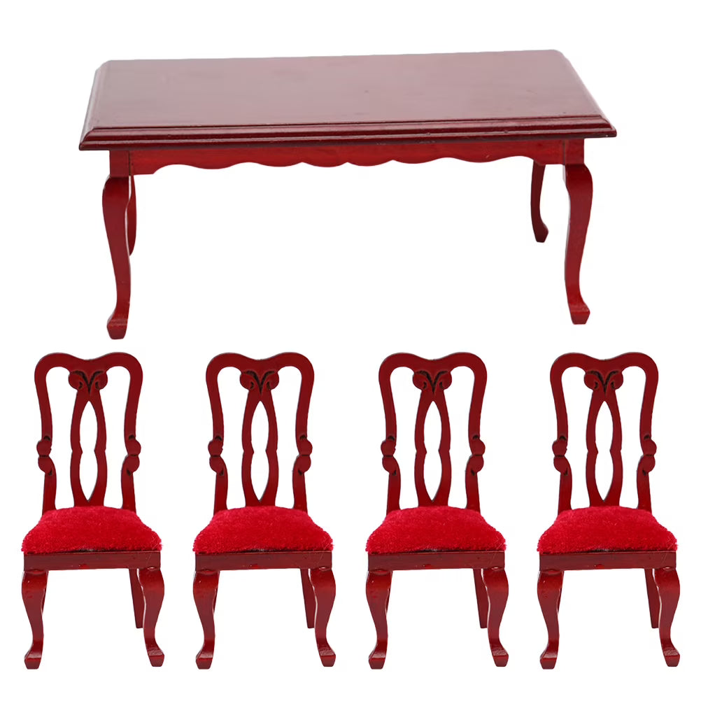 Miniature Wooden Dollhouse Dining Chair Set U659350