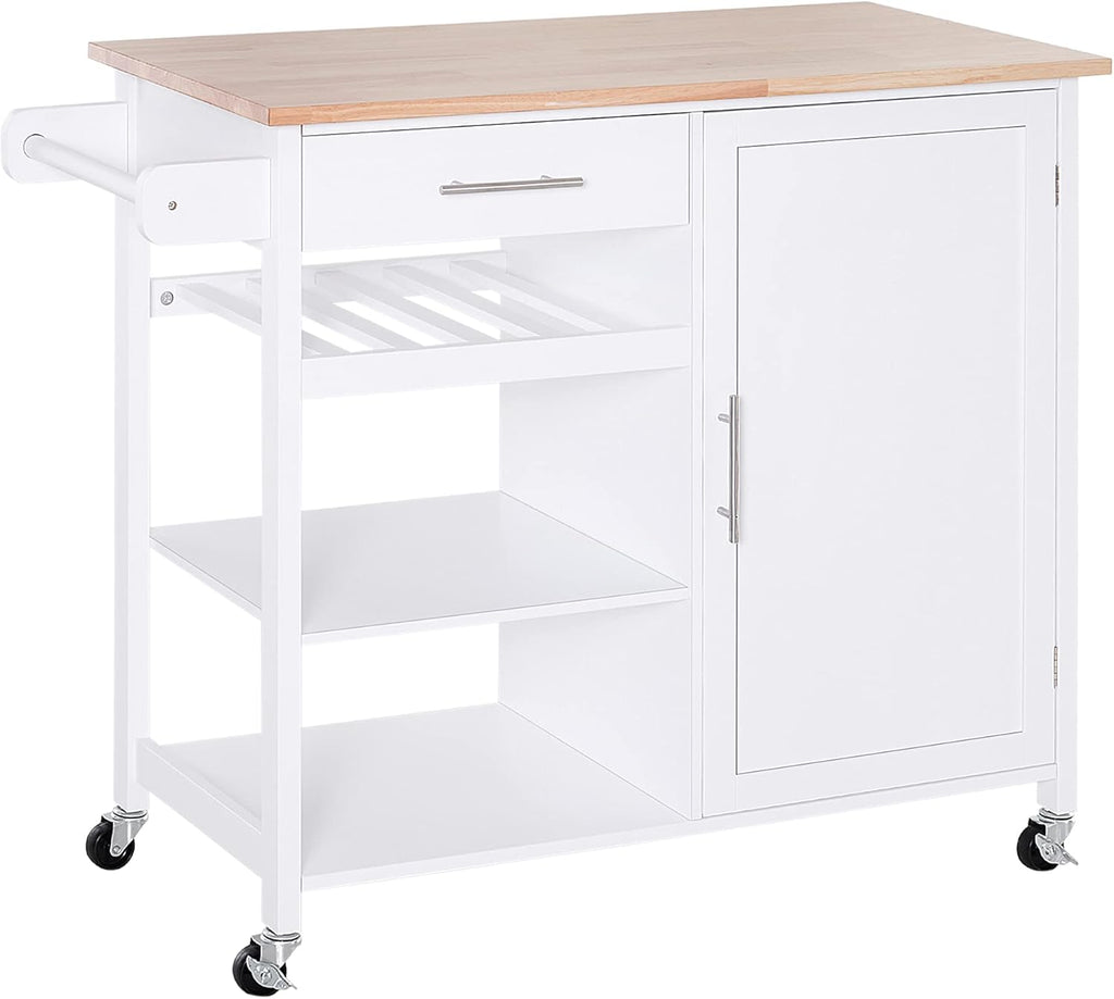 White 4-Tier Rolling Kitchen Cart with Drawer P870