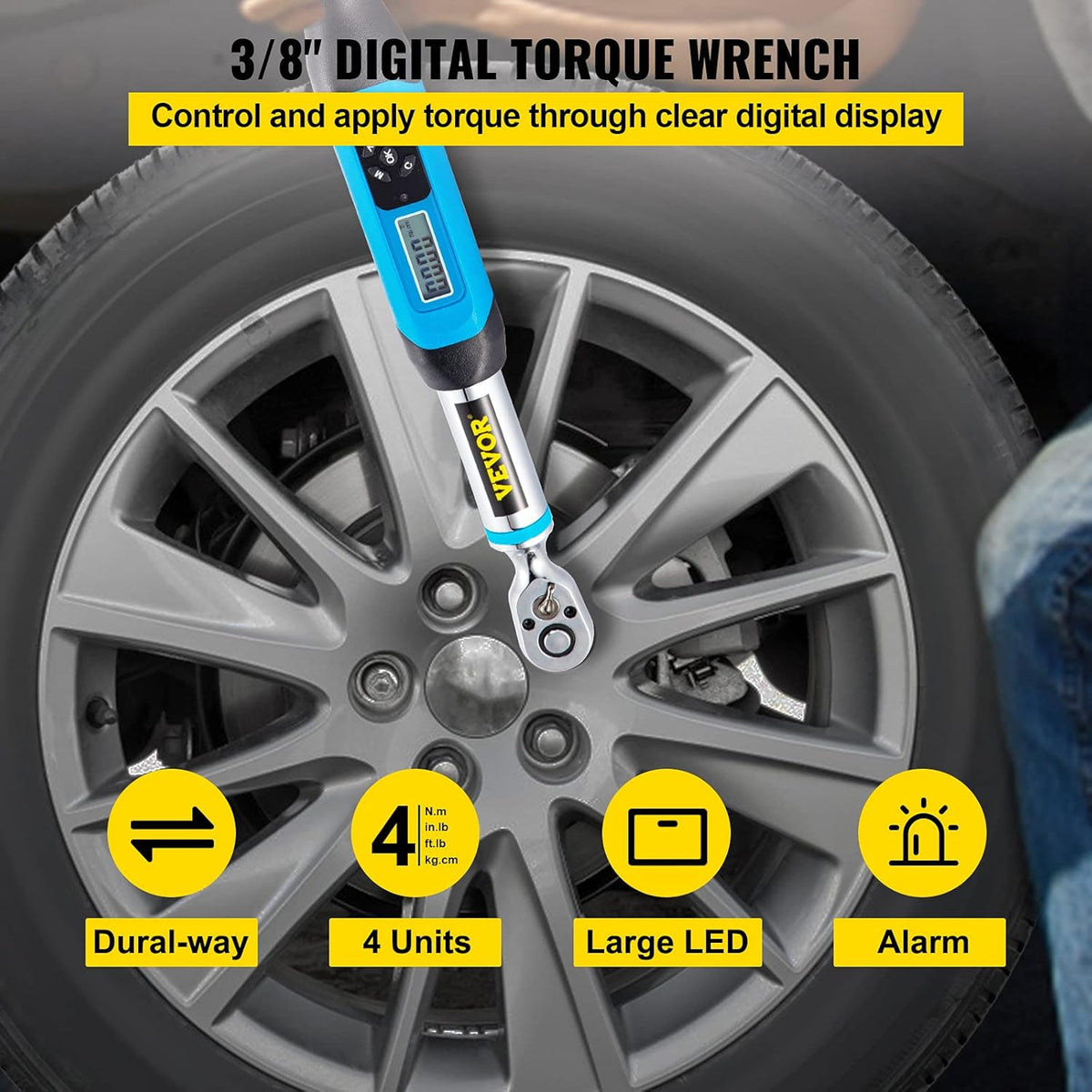 3/8 Drive Digital Torque Wrench with LED Display and Case J6507