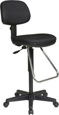 Pneumatic Drafting Chair with Casters and Chrome Teardrop Footrest, Vinyl Stool and Back E385