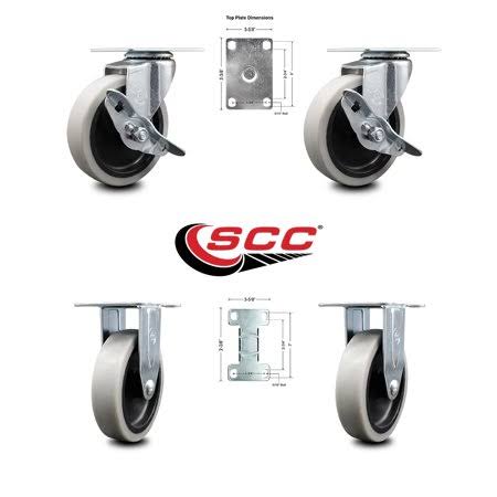 4 inch Top Plate Thermoplastic Rubber Caster Set of 4 M417695