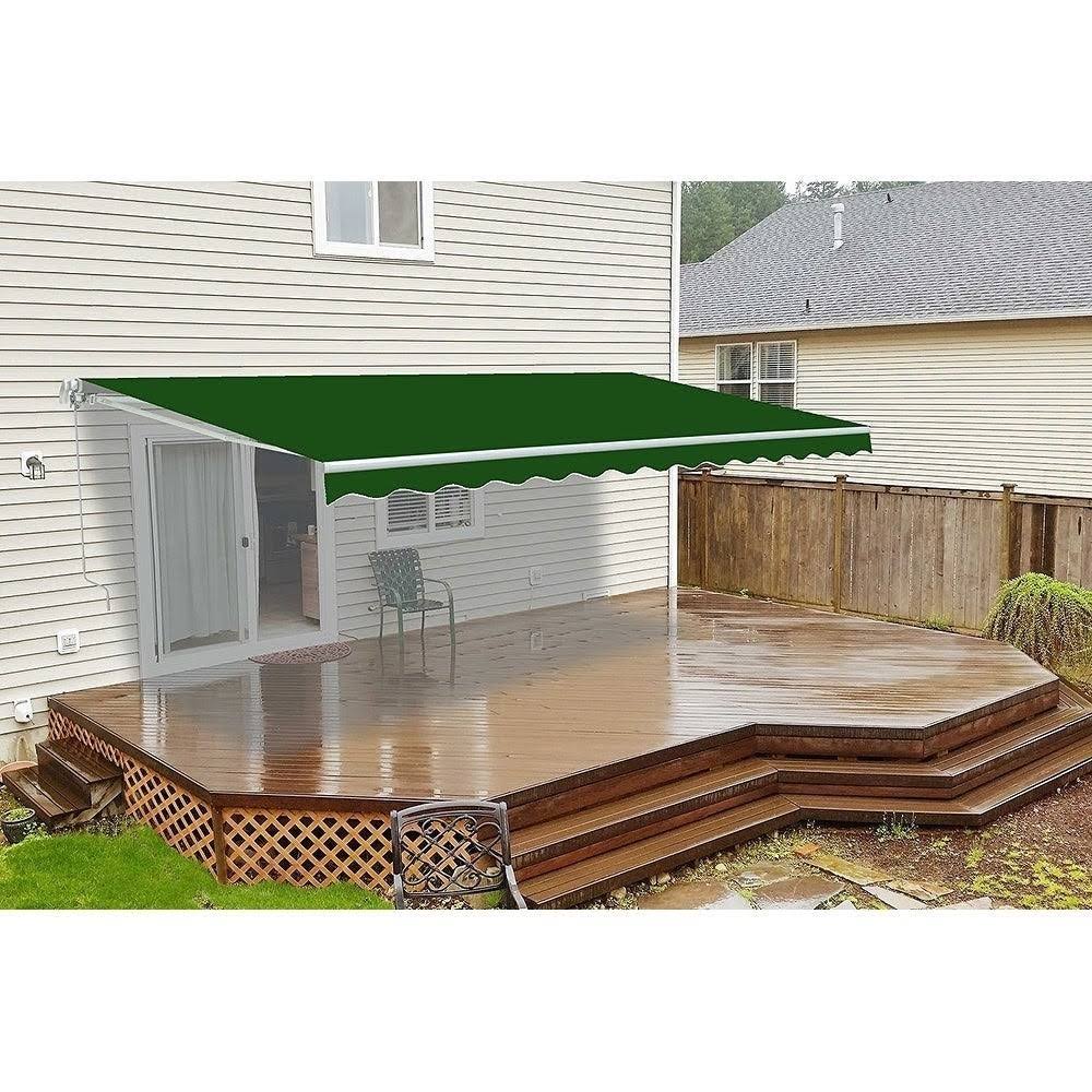 Motorized Retractable Patio Awning, Green N2053