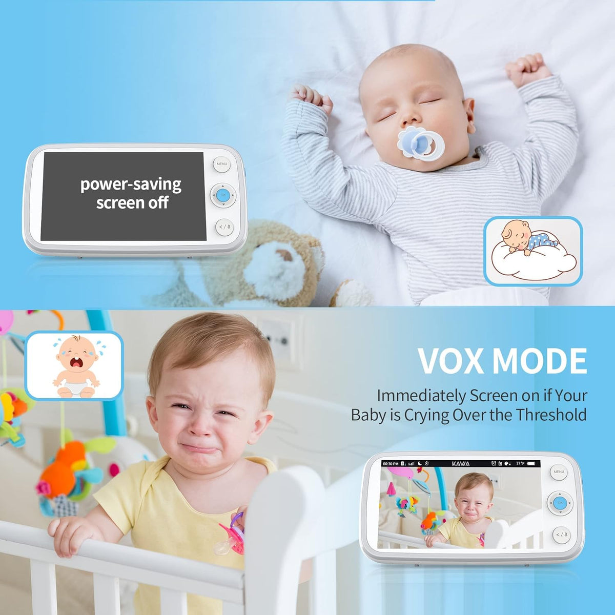 Baby Monitor with Camera and Audio, 720P HD Display, Night Vision, 2-Way Audio G437