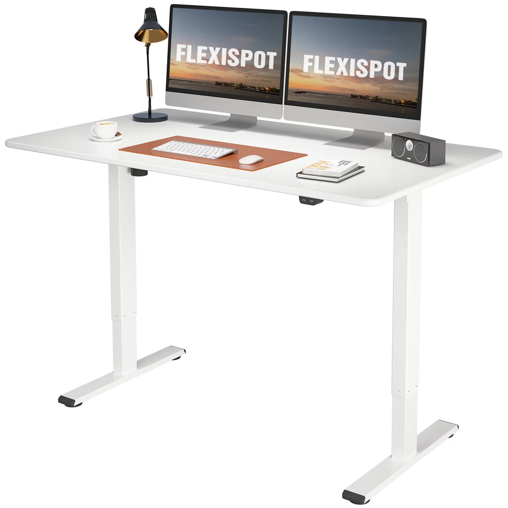 White Electric Height Adjustable Desk L24375