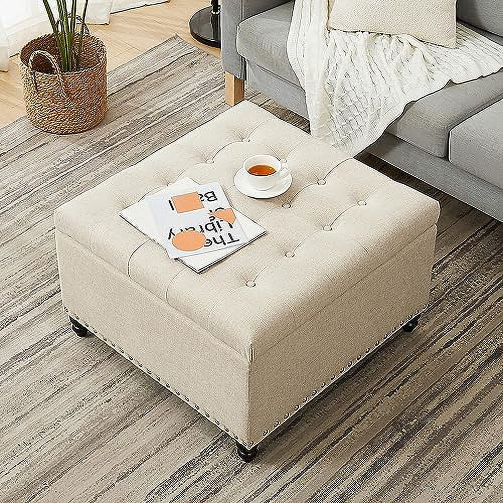 Light Brown Oversized Tufted Ottoman Bench Y36570