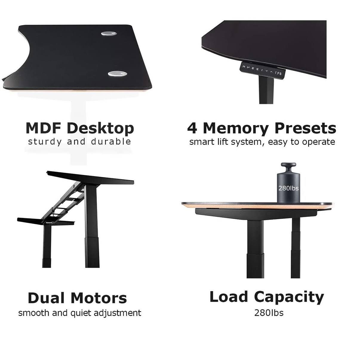 Black Electric Dual Motor Standing Desk M44367