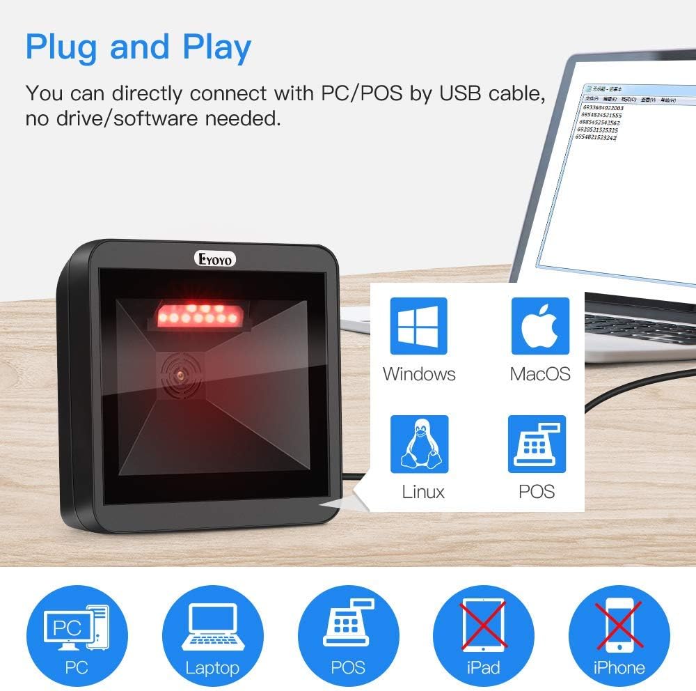 2D QR Barcode Scanner with Big Scan Window J4880