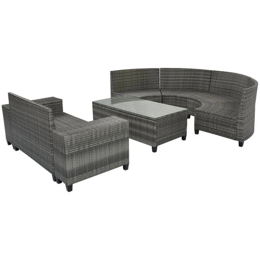 8 Pieces Outdoor Wicker Round Sofa Set with Coffee Table K136