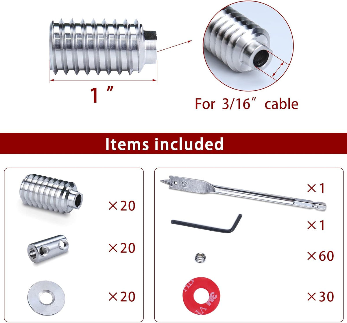 5/32 Cable Railing Kit with Protective Sleeve T316 Stainless Steel H47936