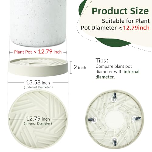 Gray 14 inch Round Plant Caddy with Wheels E648685