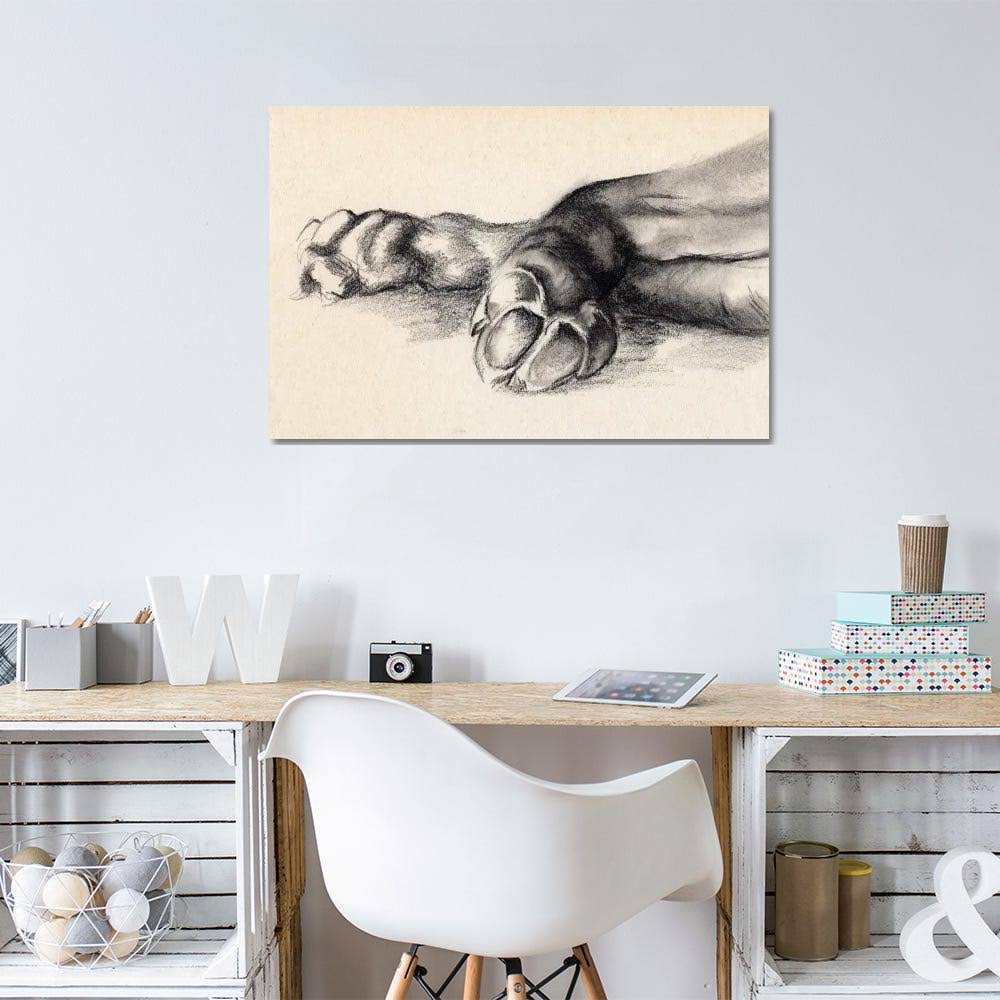 Charcoal Paws Canvas Art Print U916483