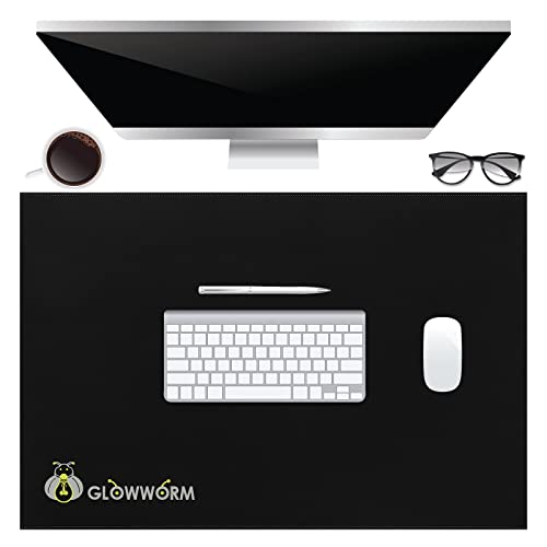 Black Non-Slip Waterproof Pu Leather Desk Pad 23.6in*15.7in H95568