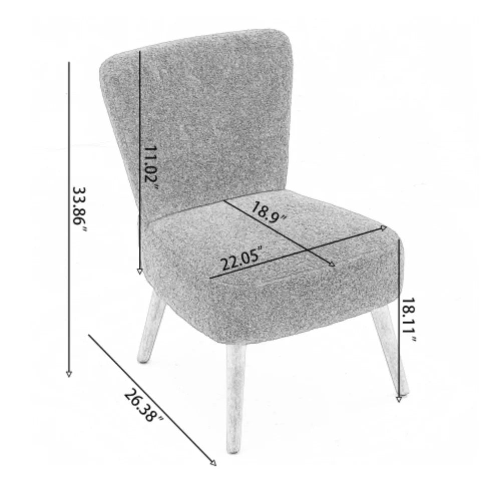White Teddy Fabric Slipper Chair with Wooden Legs X32866