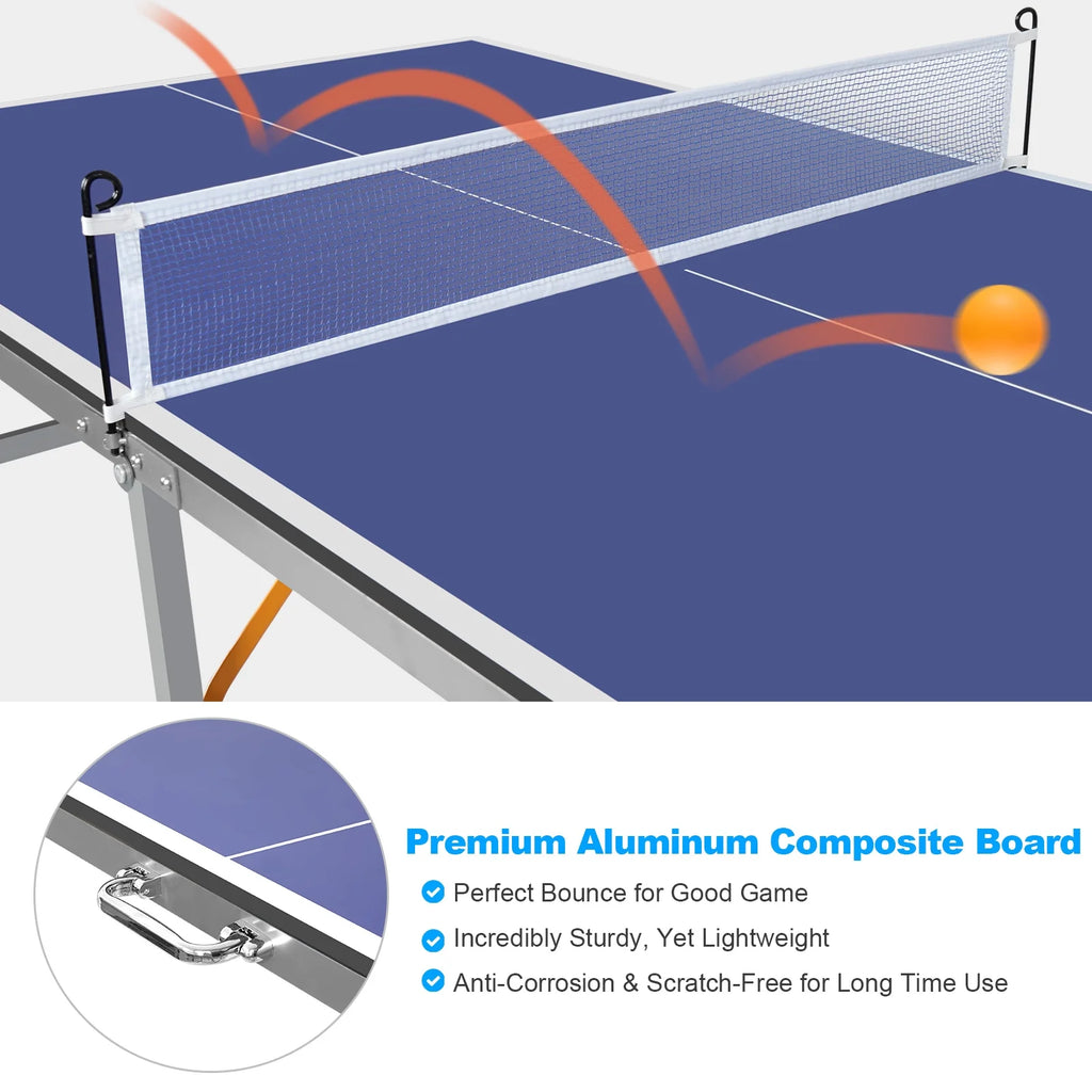 6Ft Table Tennis Table Set with 2 Paddles and 3 Balls R109443