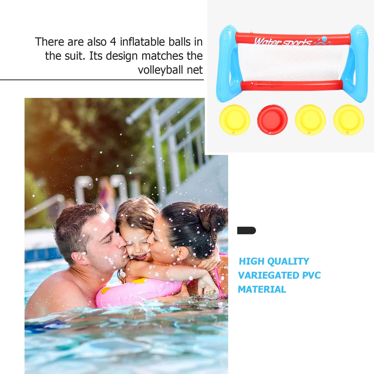 Inflatable Pool Float Set with Volleyball Net and Volleyballs A480