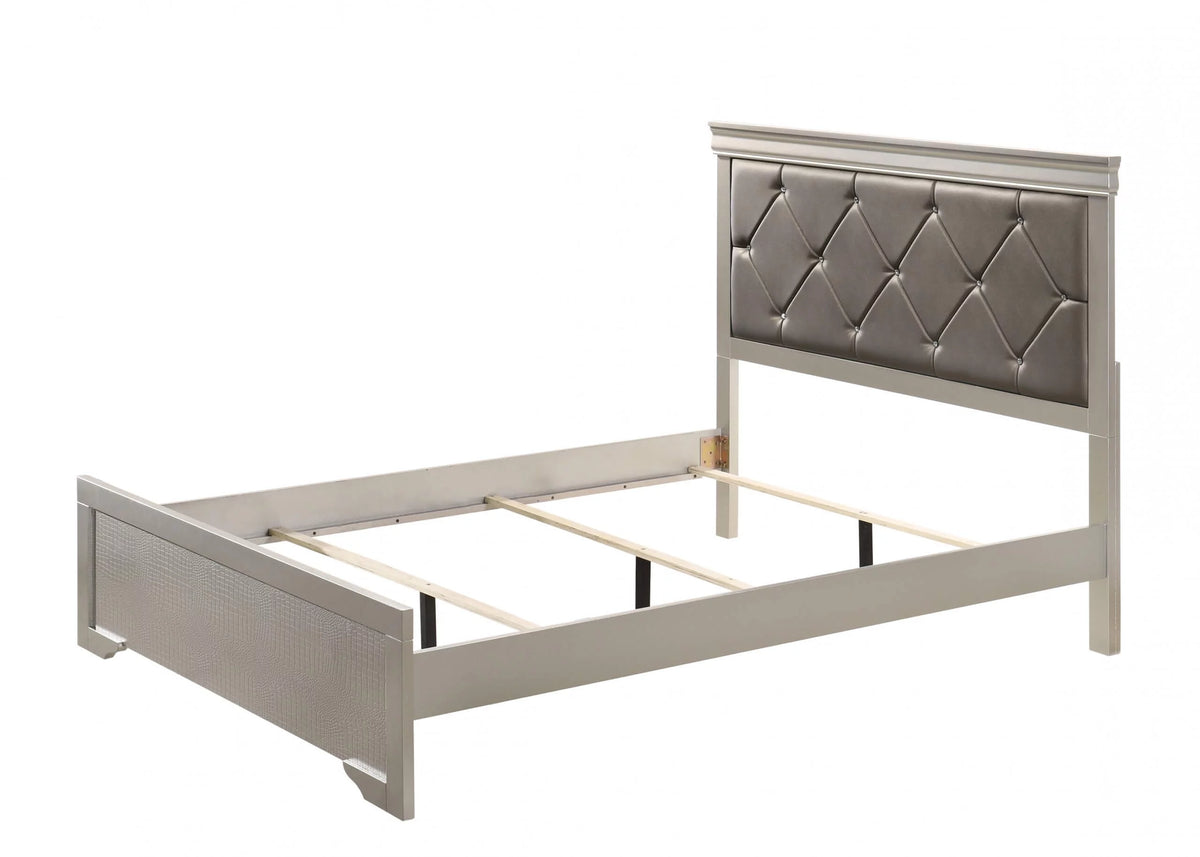 King Size Upholstered Button Tufted Headboard Bed Y530
