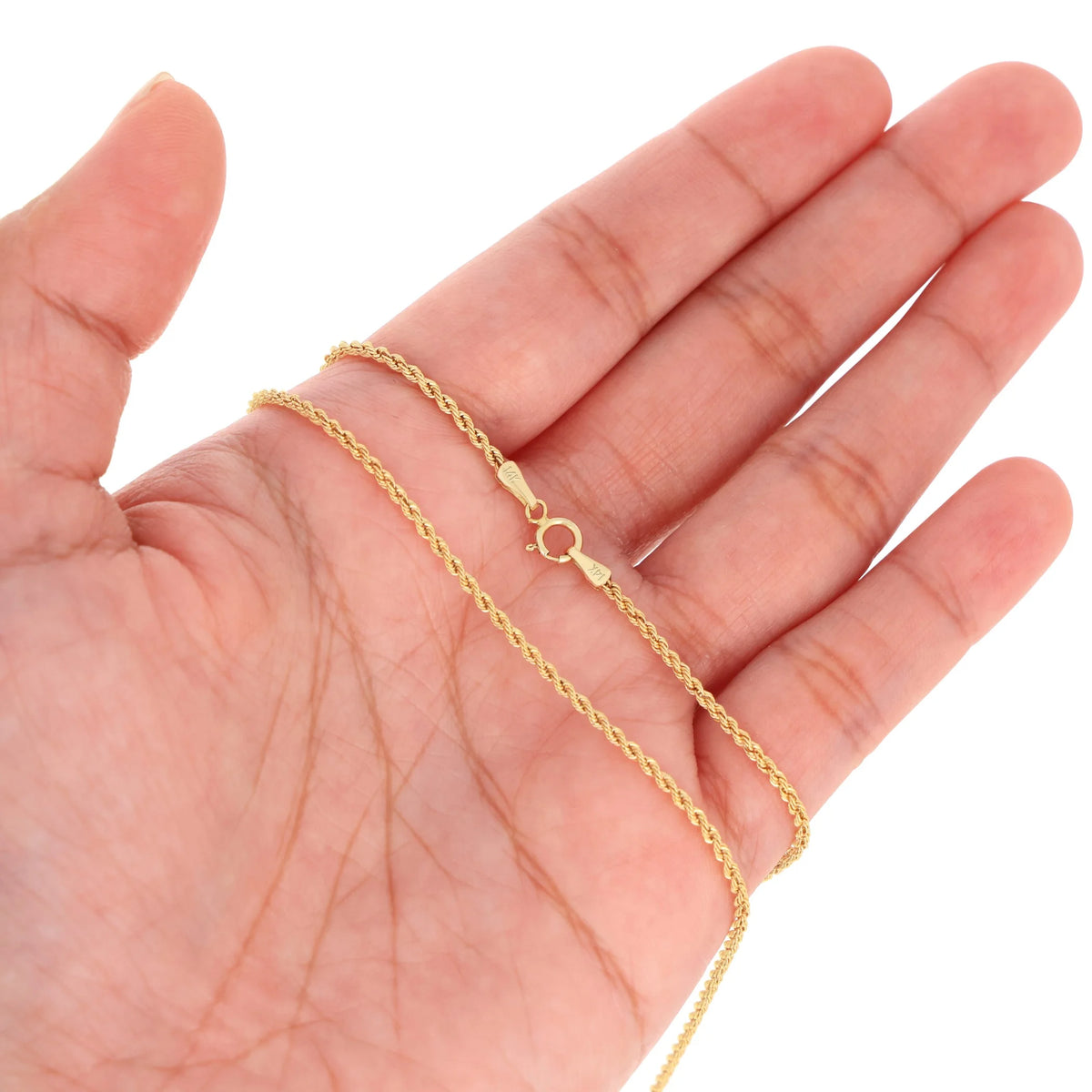 14k Yellow Gold 1.5mm Rope Chain Diamond Cut Necklace 16" - 24" N60838
