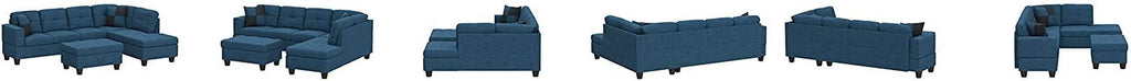 Lake Blue L-Shape Sectional Sofa with Chaise W392562