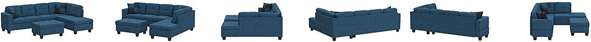 Lake Blue L-Shape Sectional Sofa with Chaise W392562