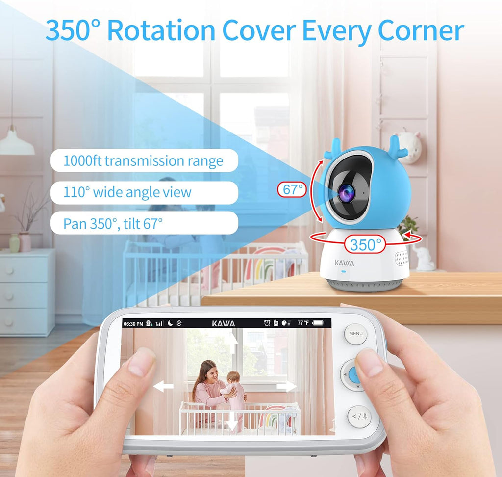 Baby Monitor with Camera and Audio, 720P HD Display, Night Vision, 2-Way Audio G437