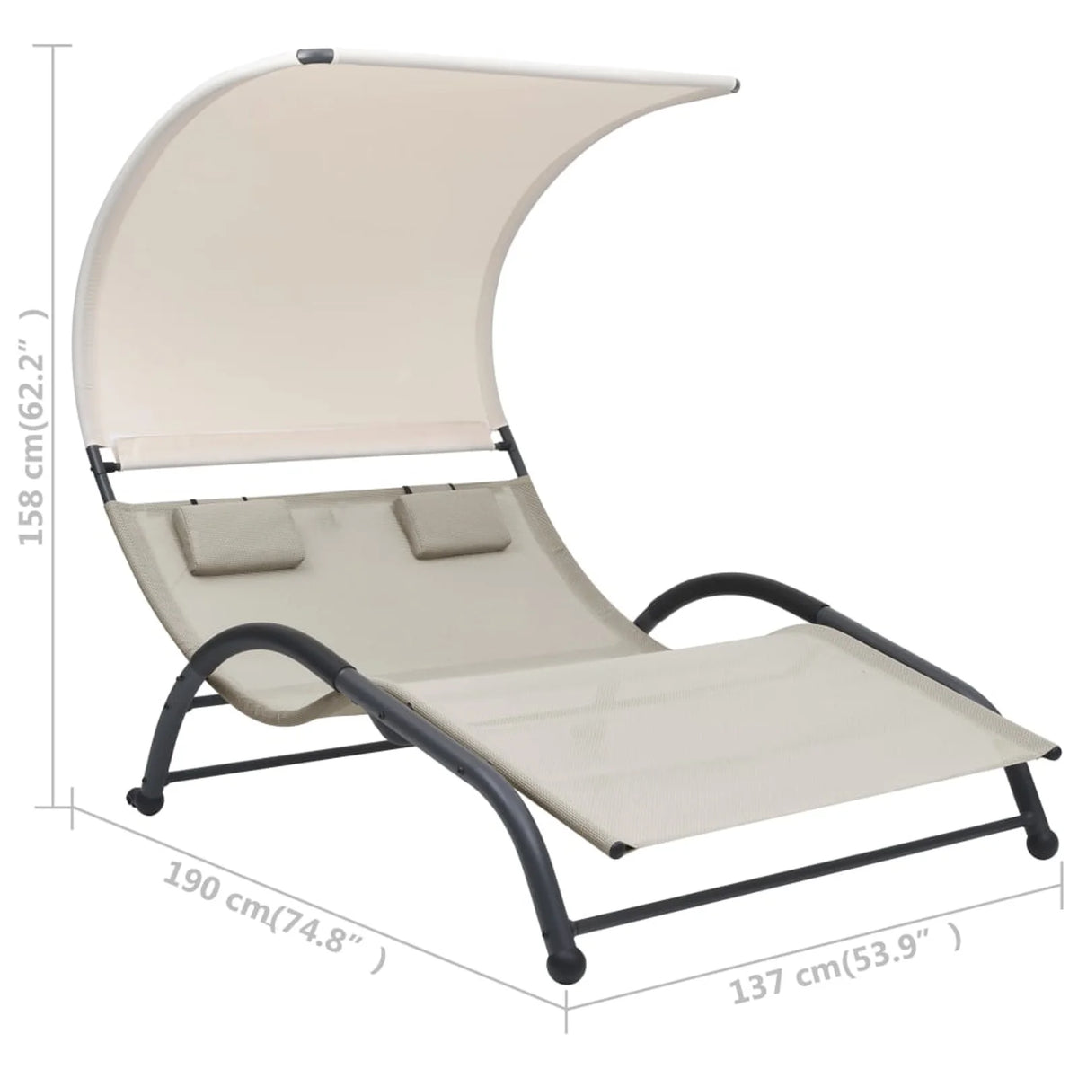 Textilene Double Sun Lounger with Canopy H6803