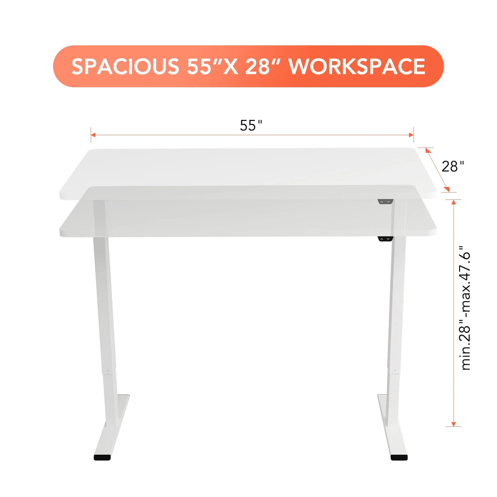 White Electric Height Adjustable Desk L24375