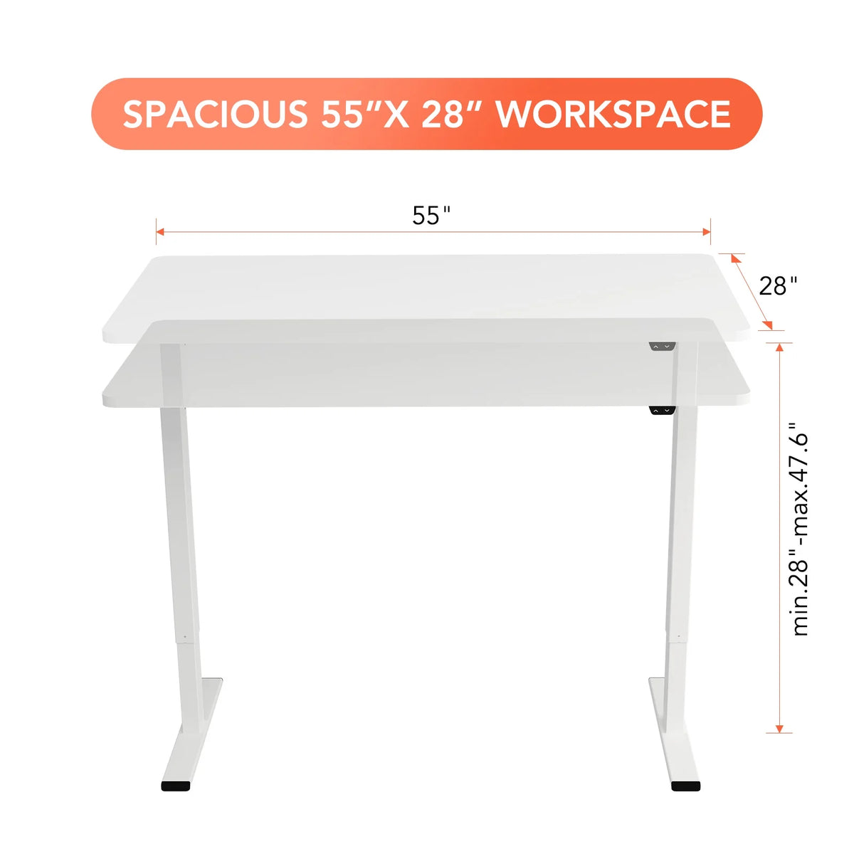 White Electric Height Adjustable Desk L24375
