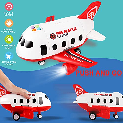 Airplane Toy with Fire Truck Cars and Play Mat F143449