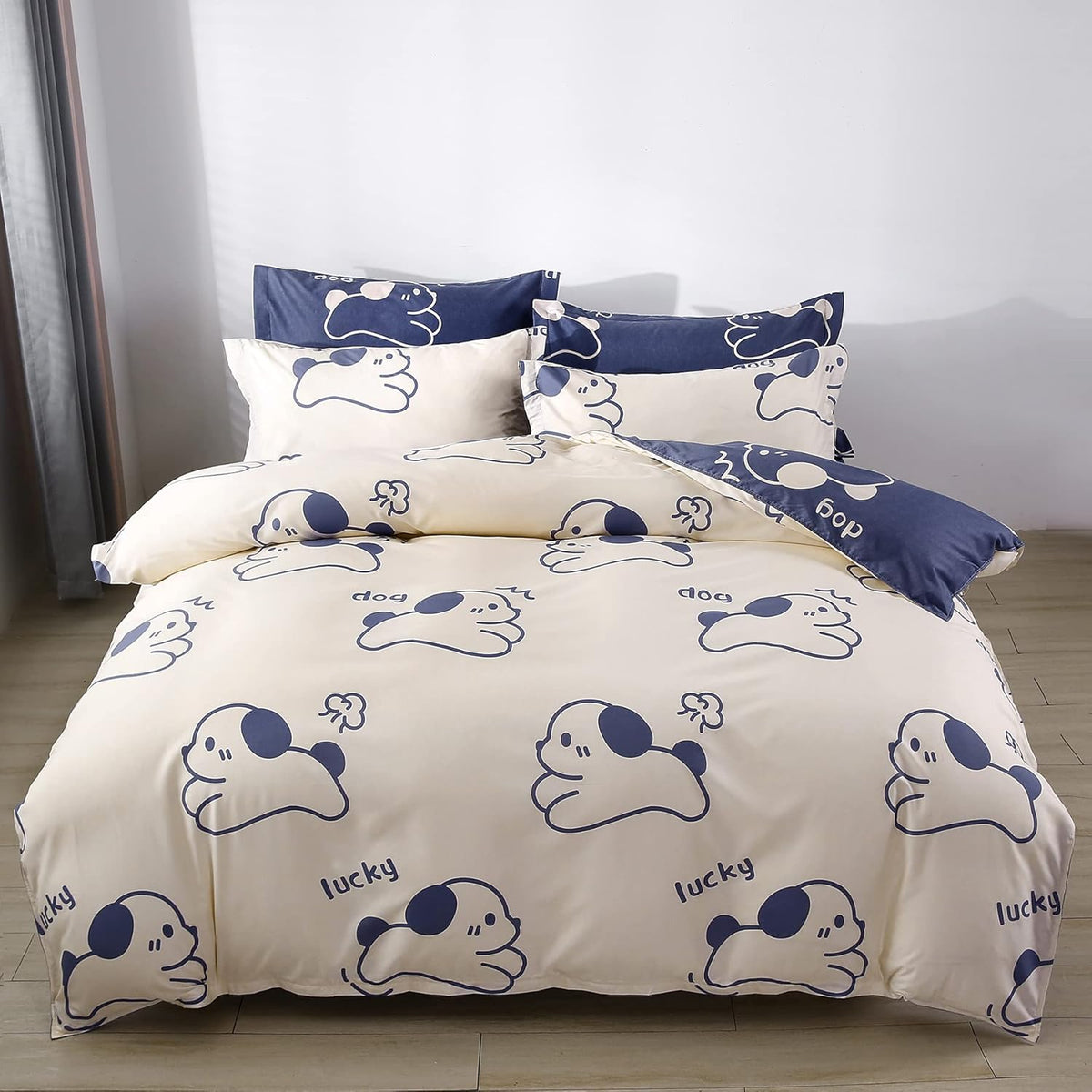 Twin Reversible White and Black Cow Duvet Cover Bedding Set with Zipper F25012