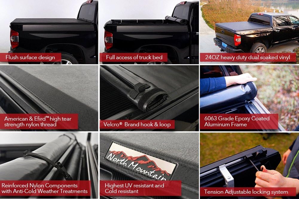 Soft Roll Up Tonneau Cover with Rails and Mounting Hardware Z200