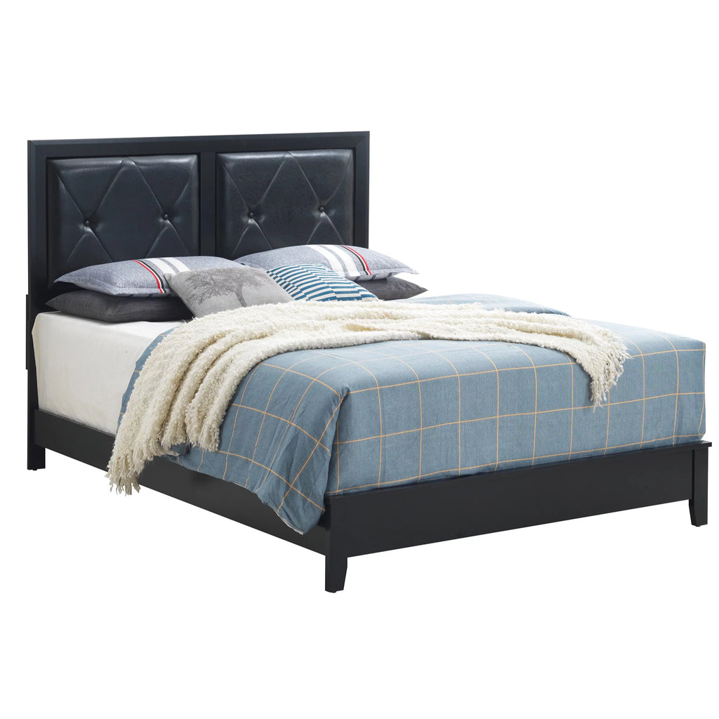 Black Queen Size Upholstered Panel Bed G341379